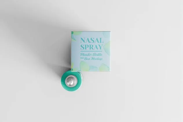 滴鼻瓶外观及包装设计样机模板 Nasal Spray Clear Bottle With Box Mockup插图(12)