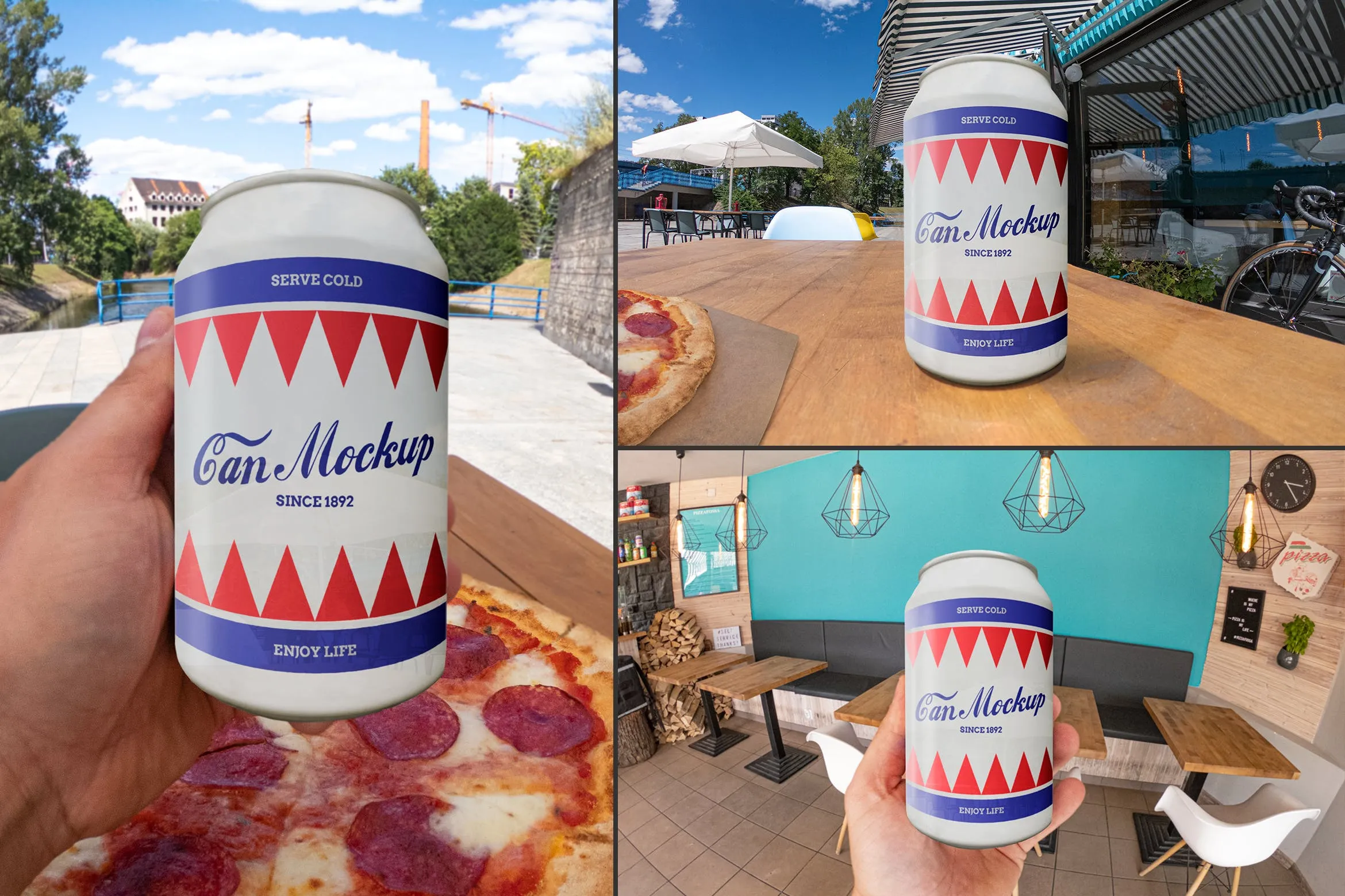 啤酒饮料易拉罐外观设计样机 Outdoor Drink Can Mockups