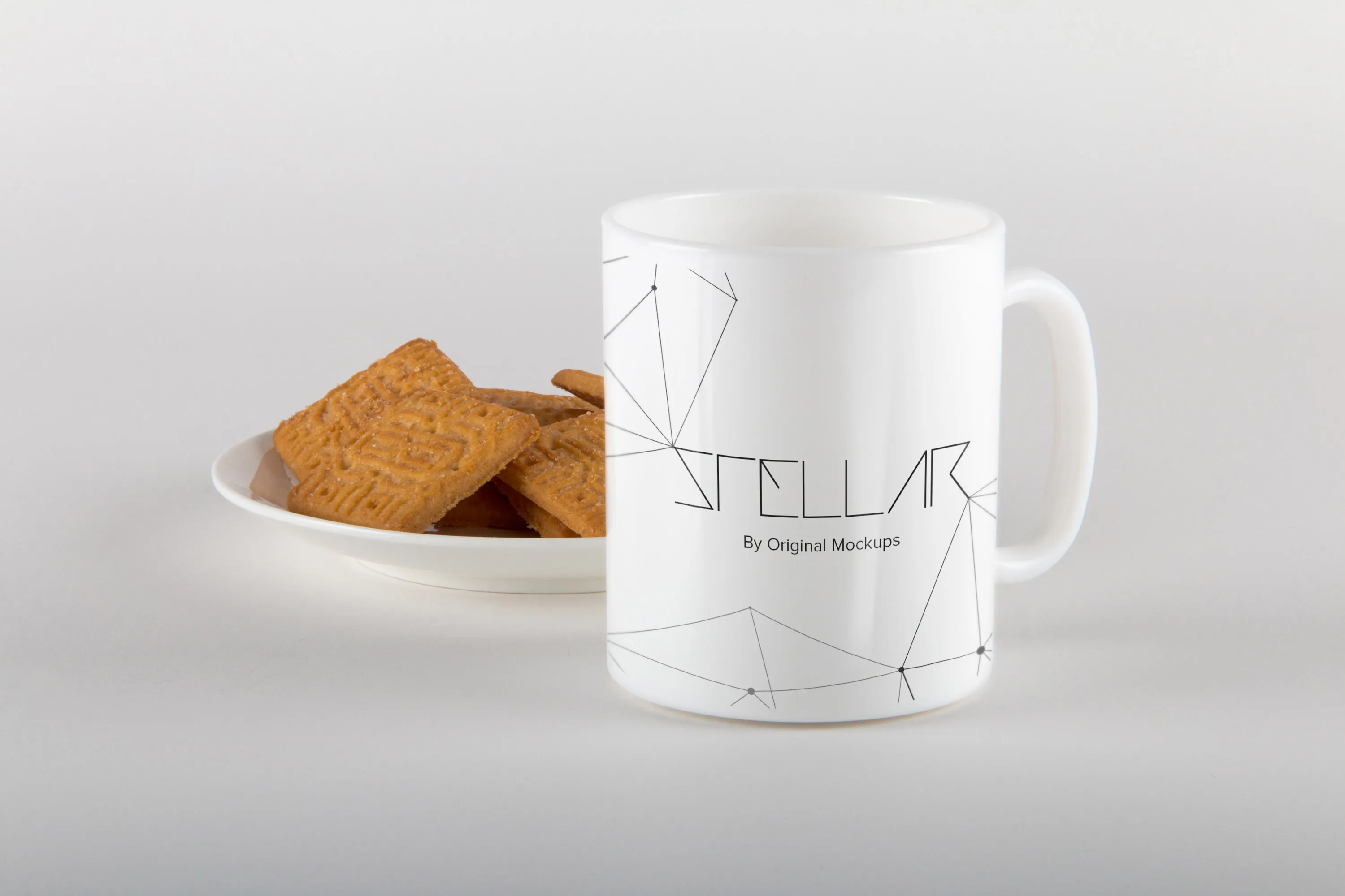 马克杯定制设计效果图样机模板05 Mug with Cookies Mockup 05插图