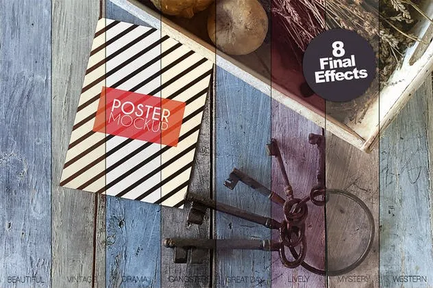 复古海报设计样机模板 Vintage Black Keys插图(3)