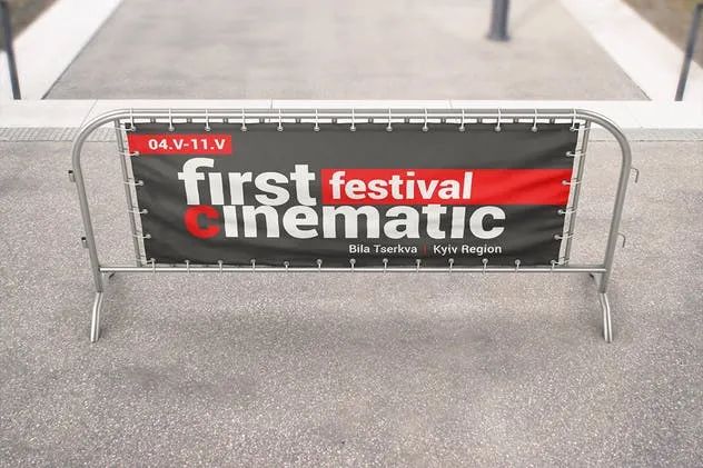 3D护栏Banner广告海报样机 Barrier Banner Mockup插图(2)