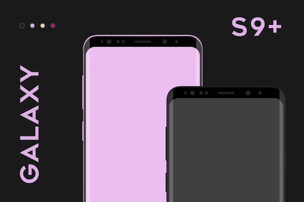 三星智能手机S9+样机模板 Samsung Galaxy S9 Plus vector mockup