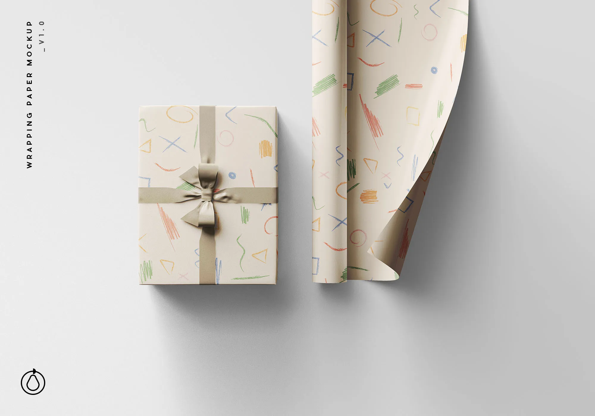 包装纸图案纹理设计效果预览样机模板 Wrapping Paper Mockup