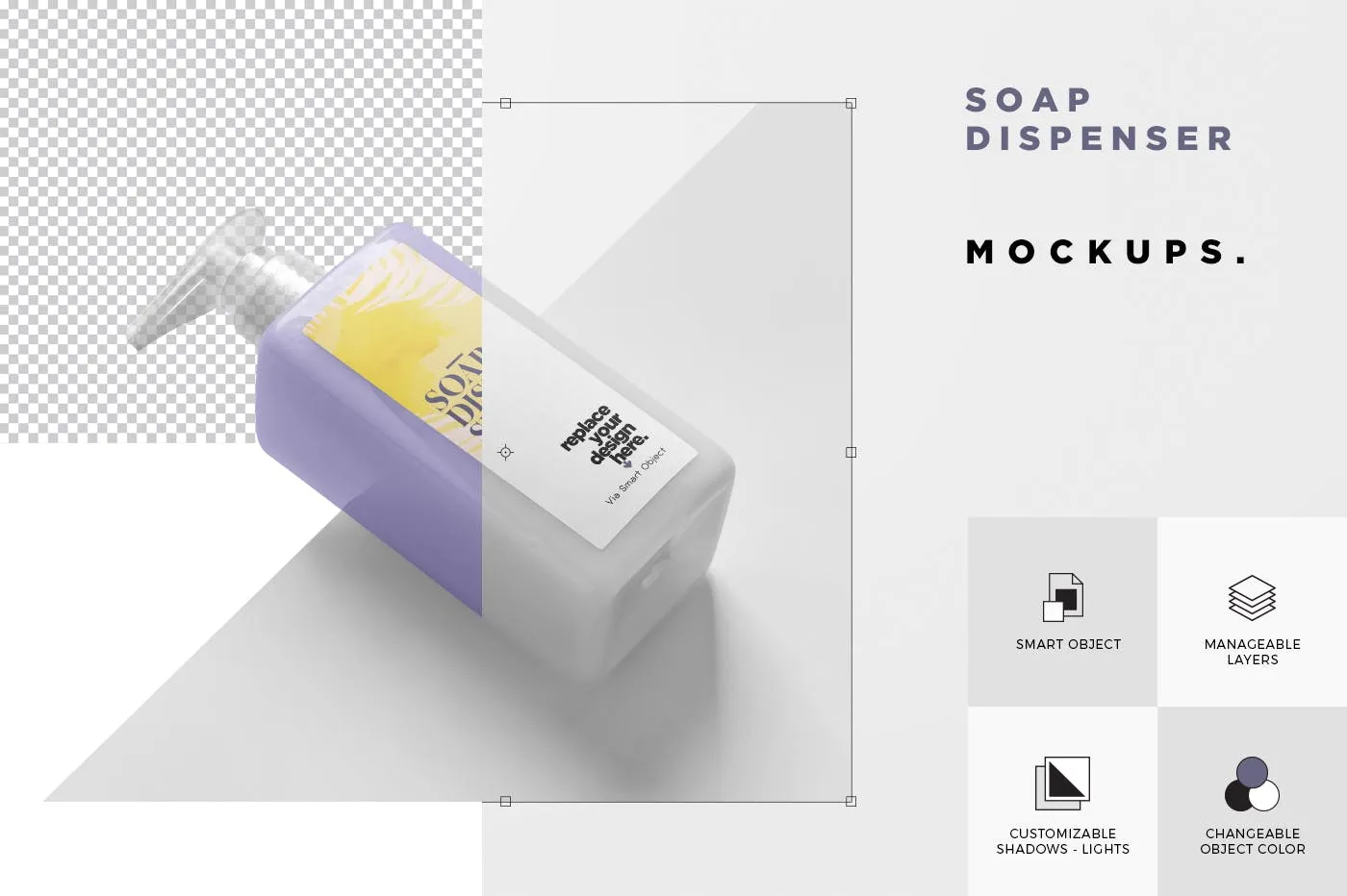 洗发水/沐浴露按压瓶设计效果图素材库精选 Soap Dispenser Mockup Rectangle – Medium Size插图(5)