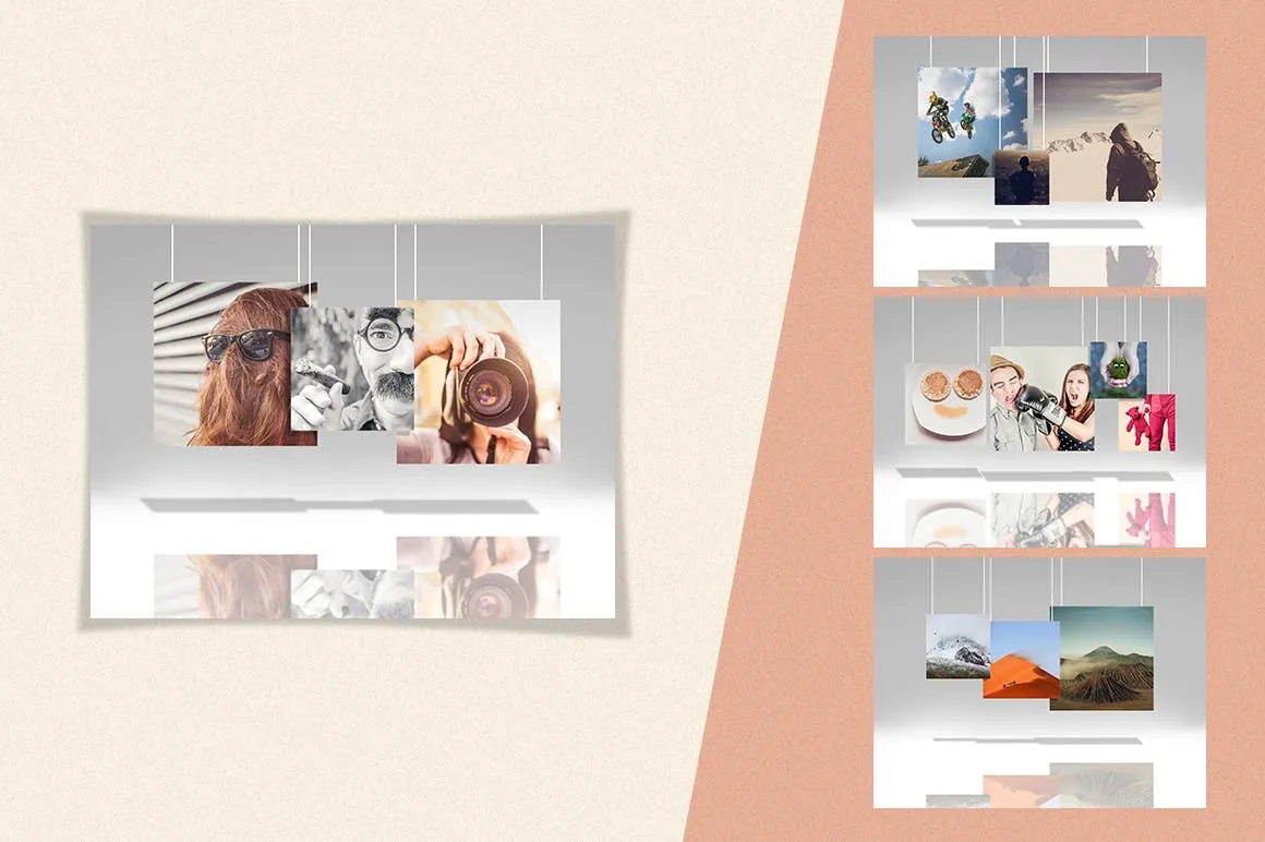 创意悬挂式照片展示样机模板 Float Photo Frame Templates插图(2)