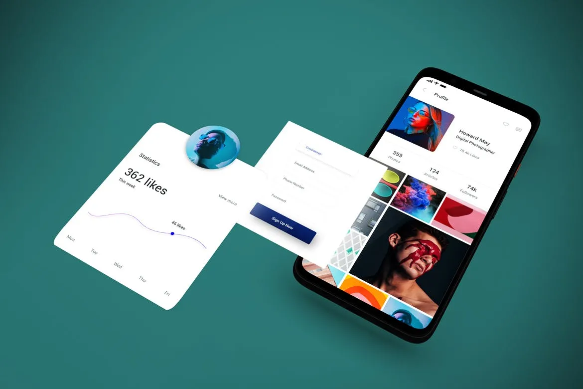 谷歌Pixel 4手机屏幕预览效果图素材库精选样机v2 Pixel 4 Mockup V.2插图(6)