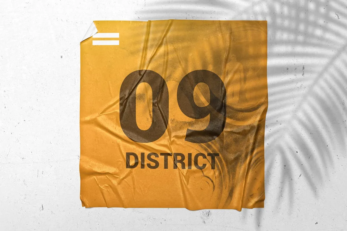 胶合效果广告海报设计样机 Poster Glued Effect Mockups