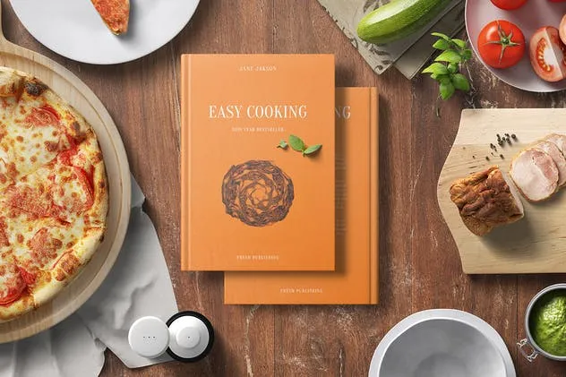 西式食谱厨房场景样机模板 Cook Book Mockup – Kitchen Set插图(6)