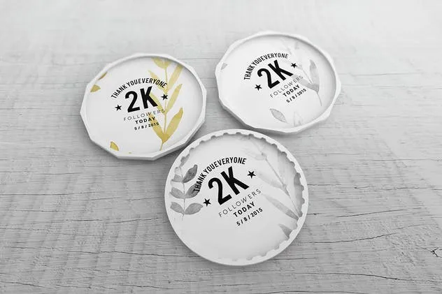 简约酒杯/咖啡杯垫样机V2 Coaster Mockups V2插图(1)