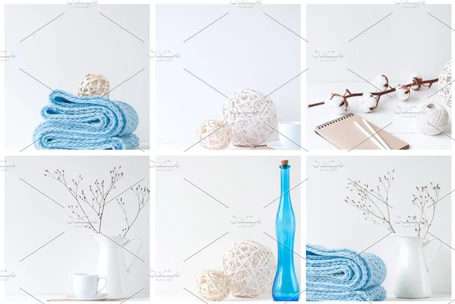 蓝色主点缀办公场景样机模板 Blue stock photo bundle插图(2)