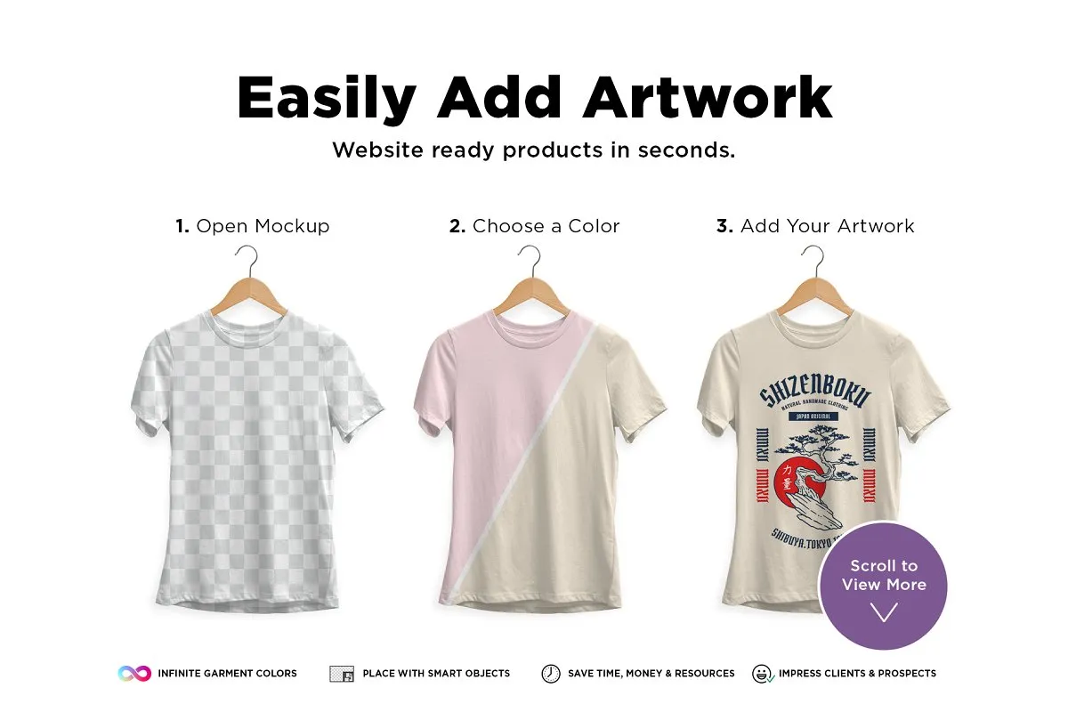 女式潮流休闲印花T恤样机插图(1)