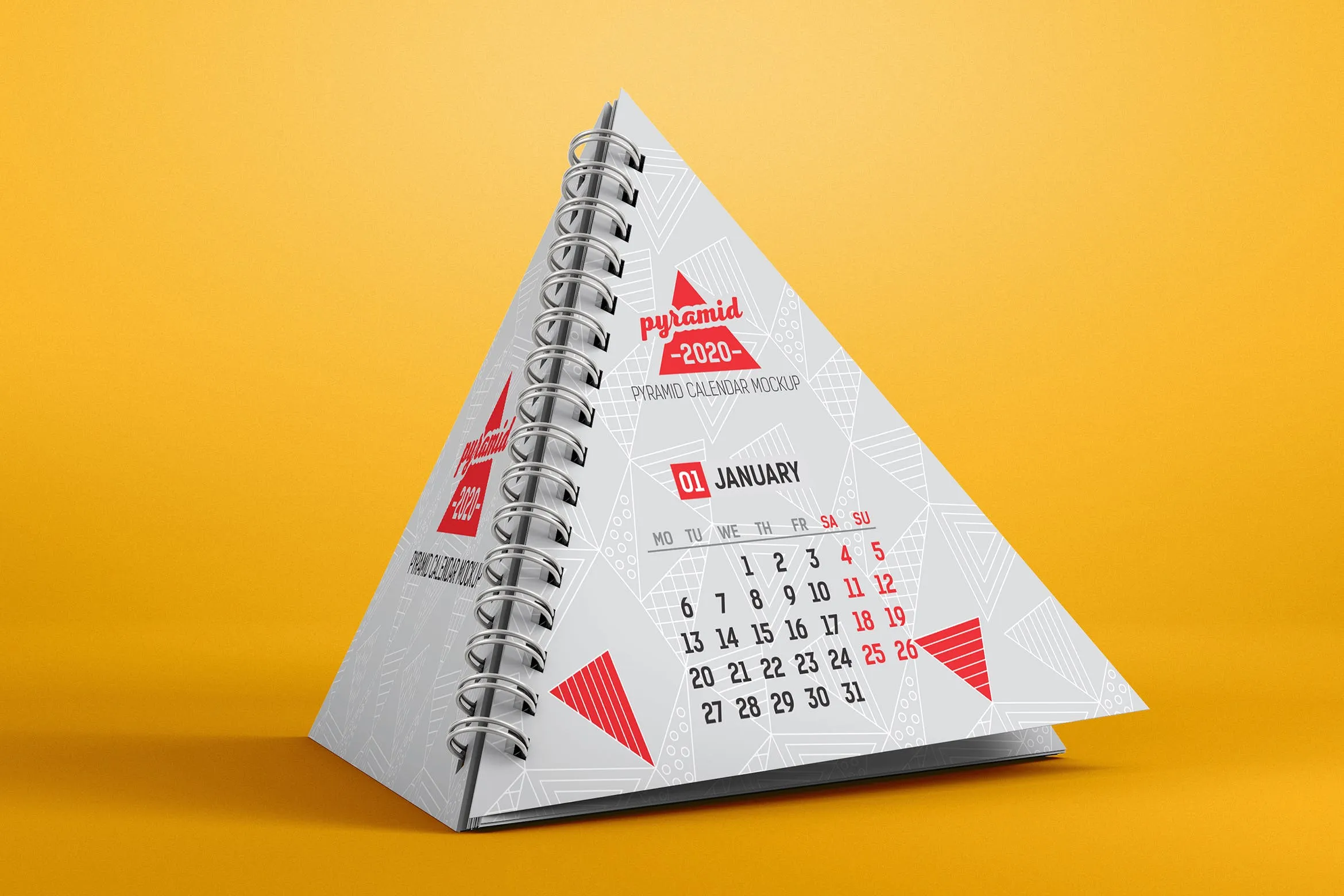 金字塔日历设计效果图样机PSD模板 Pyramid Calendar Mockup
