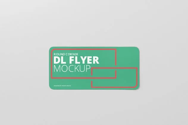 简约DL尺寸平面圆角传单样机 DL Horizontal Flyer Round Corner Mockup插图(7)