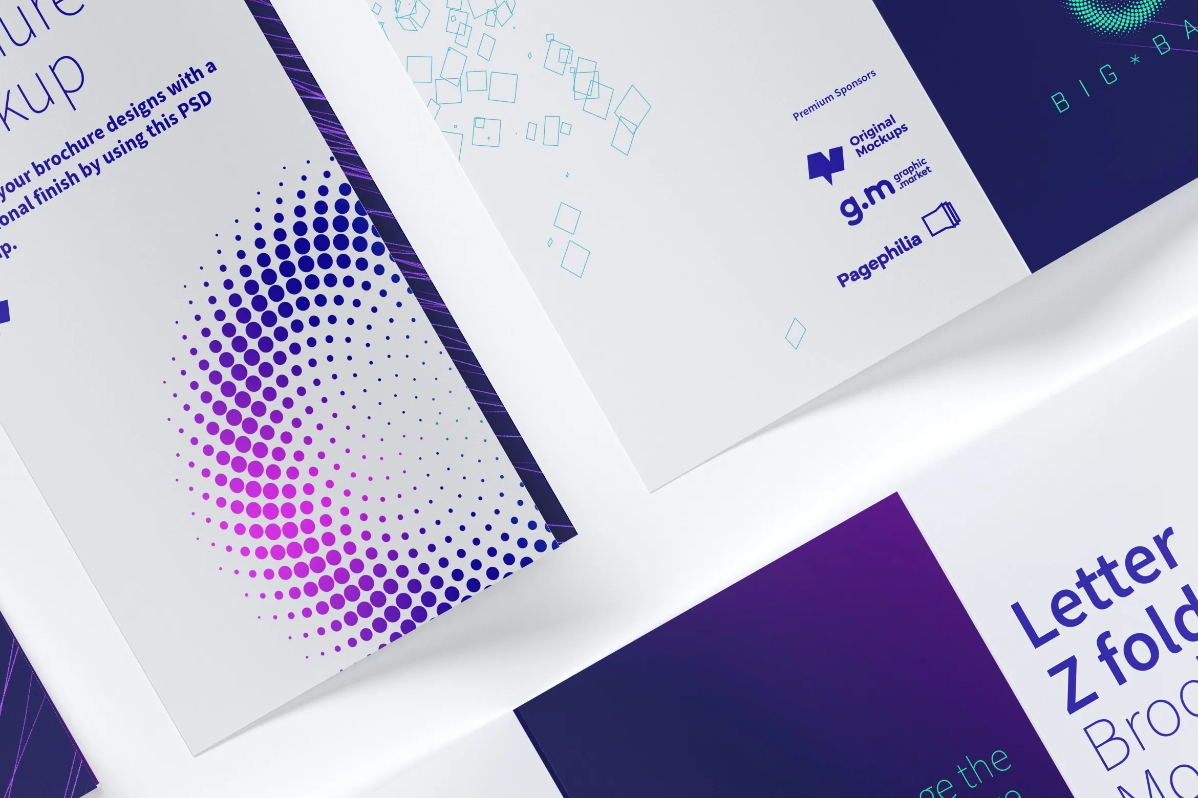 信纸规格三折页折叠小册子传单设计效果图样机05 Letter Z Fold Brochure Mockup 05插图(3)