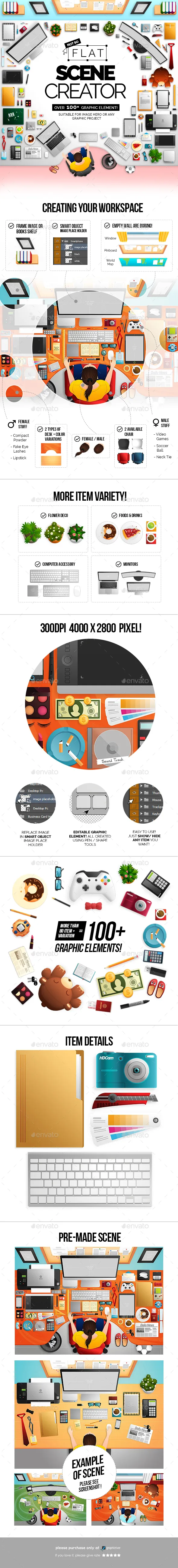 扁平化工作场景生成器 Scene Creator [psd] 1.05 GB