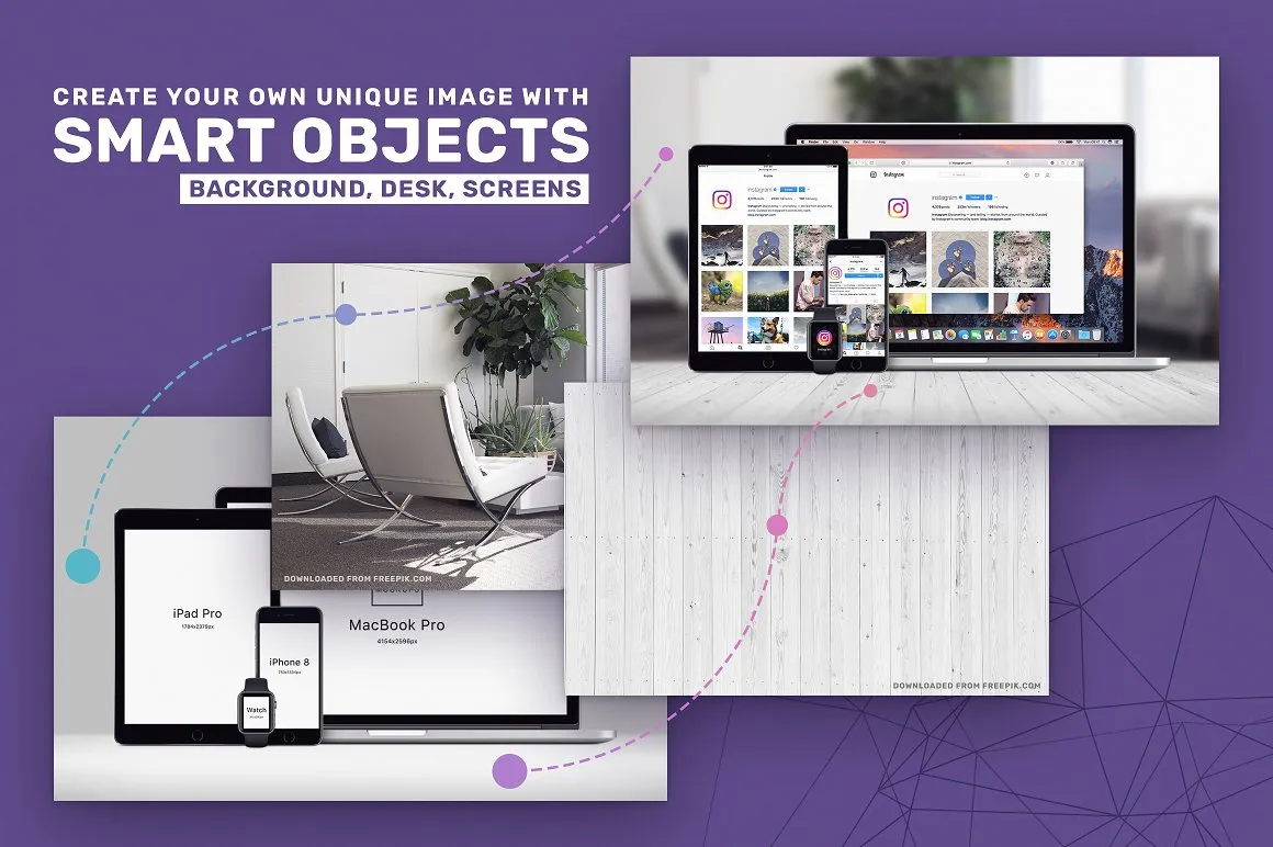 素材库下午茶：一批漂亮的响应式网页或平台UI设计展示场景组合样机下载 [PSD]插图(5)