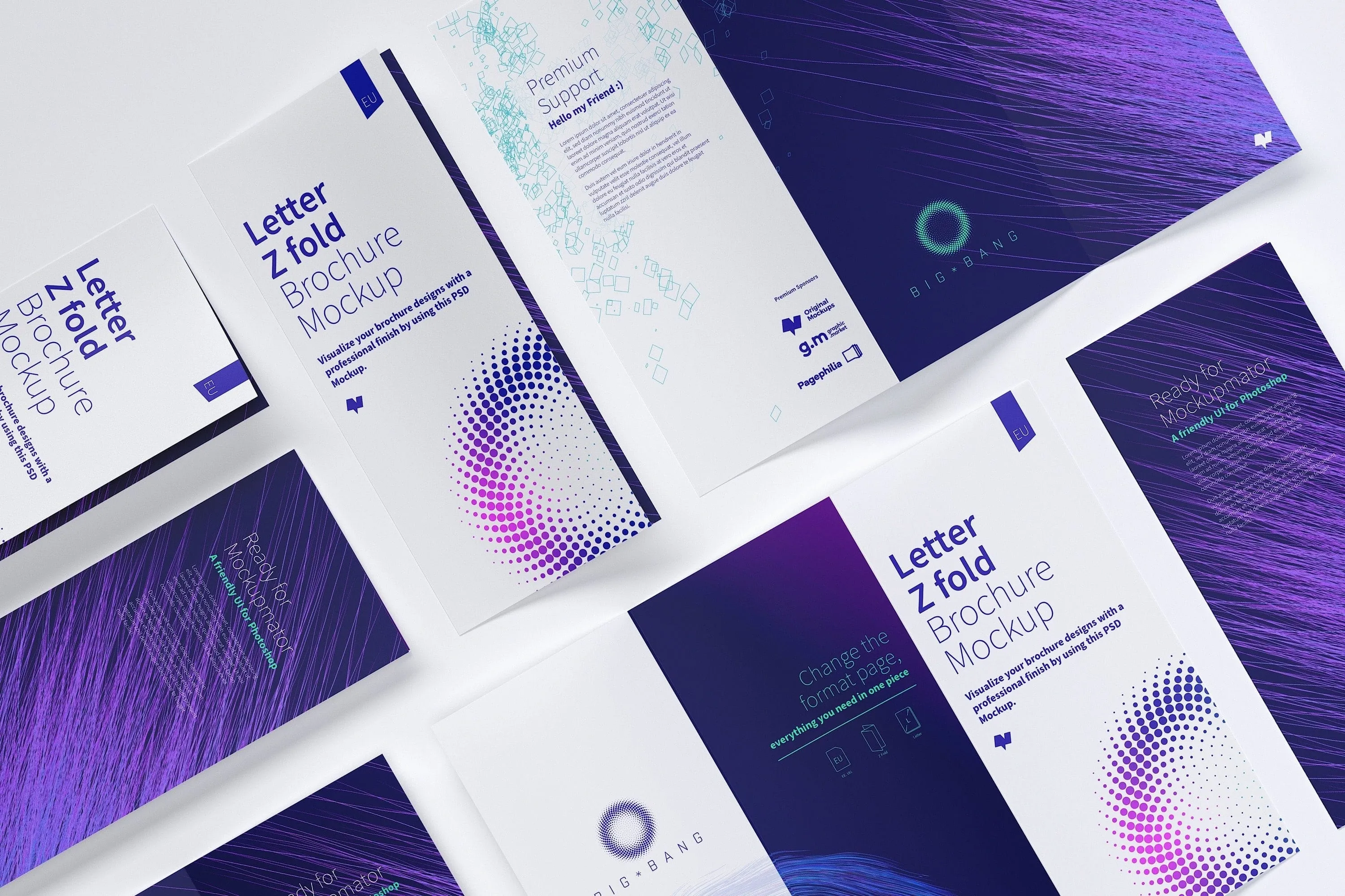 信纸规格三折页折叠小册子传单设计效果图样机05 Letter Z Fold Brochure Mockup 05插图(1)