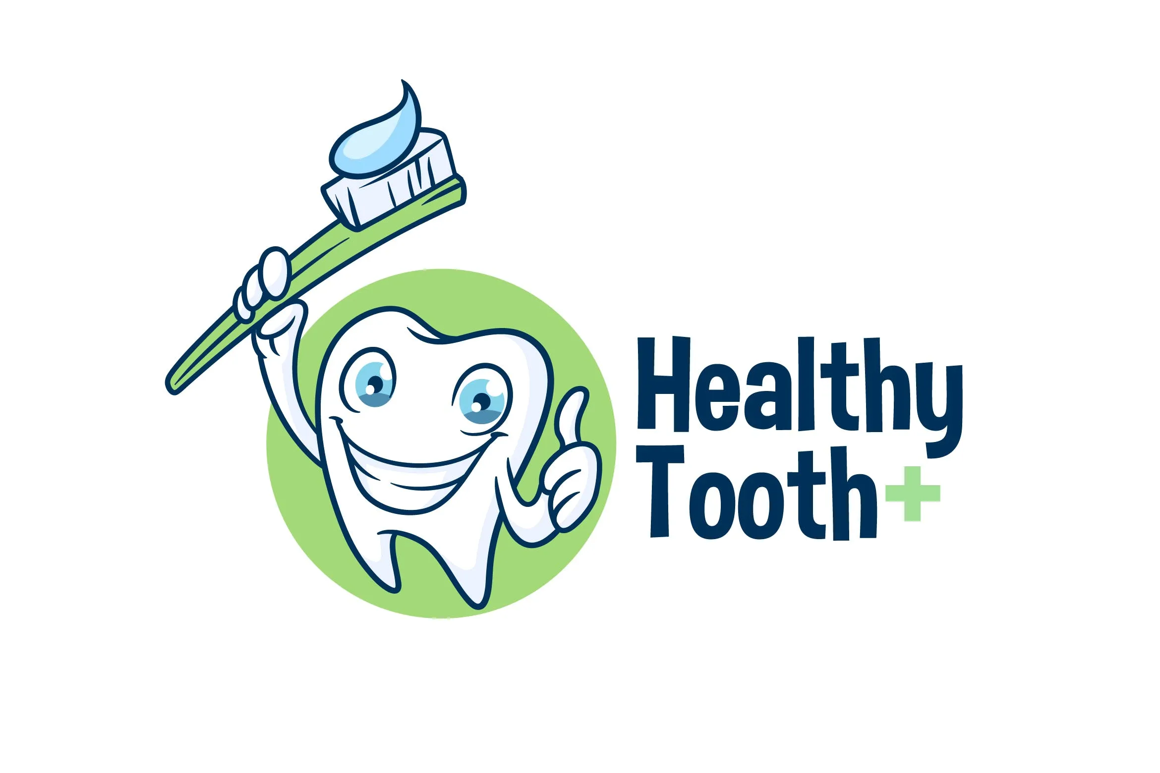 卡通形象牙膏品牌Logo设计模板 Healthy Tooth#8211; Dental Character Mascot Logo
