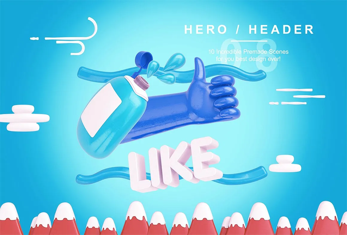 Bright Travel Items Scene Generator卡通风格的旅游物品展示样机下载 1.38 GB[psd]插图(9)