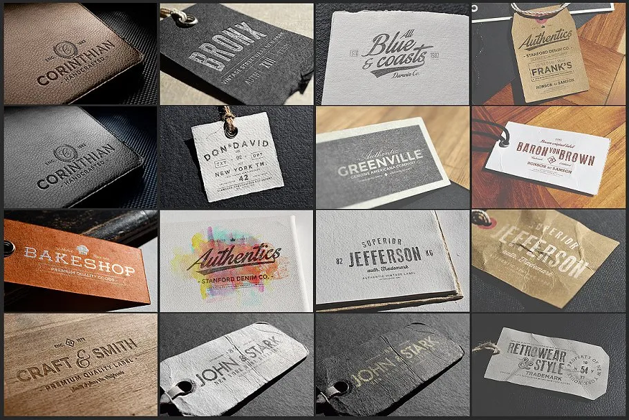 64个经典怀旧风格Logo标志展示样机 64 Logo Mock-ups Bundle插图(2)