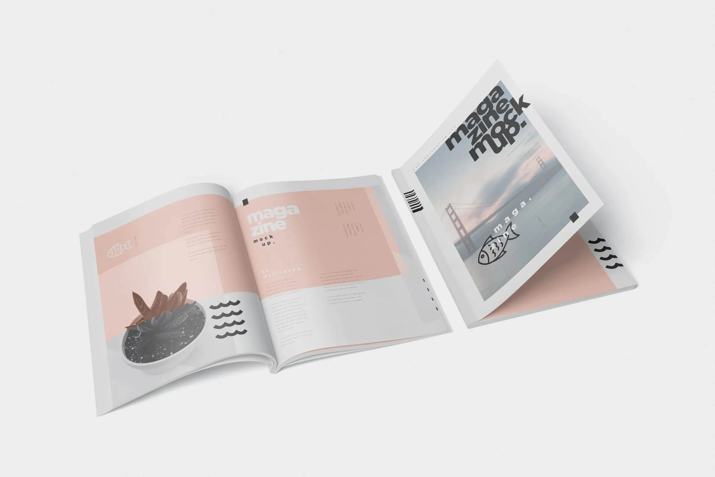 A4尺寸大小杂志封面&内页版式设计图样机素材库精选 Magazine Mockup – A4 210×297 mm Size插图