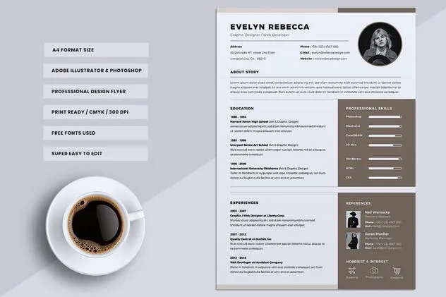 极简主义风设计师简历模板设计 Minimalist CV Resume Vol. 09插图(3)