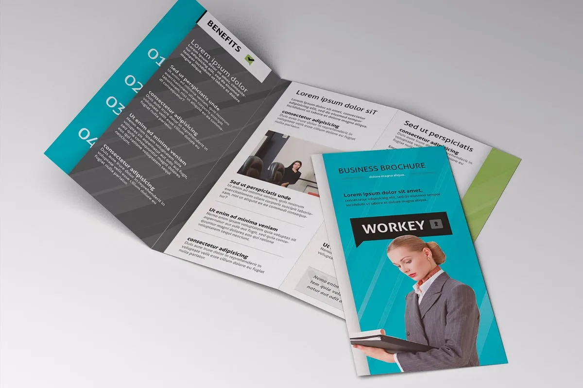 逼真简约的海报折叠传单样机模板 Flyer Mockup插图