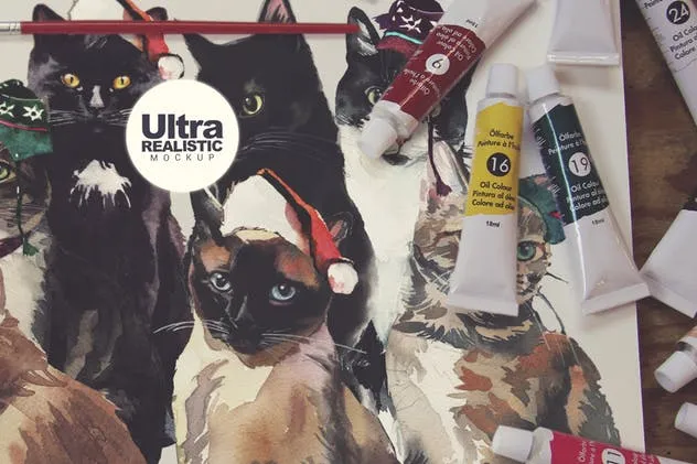 画室创作场景画纸样机模板v4 Paper Horitzontal插图(3)