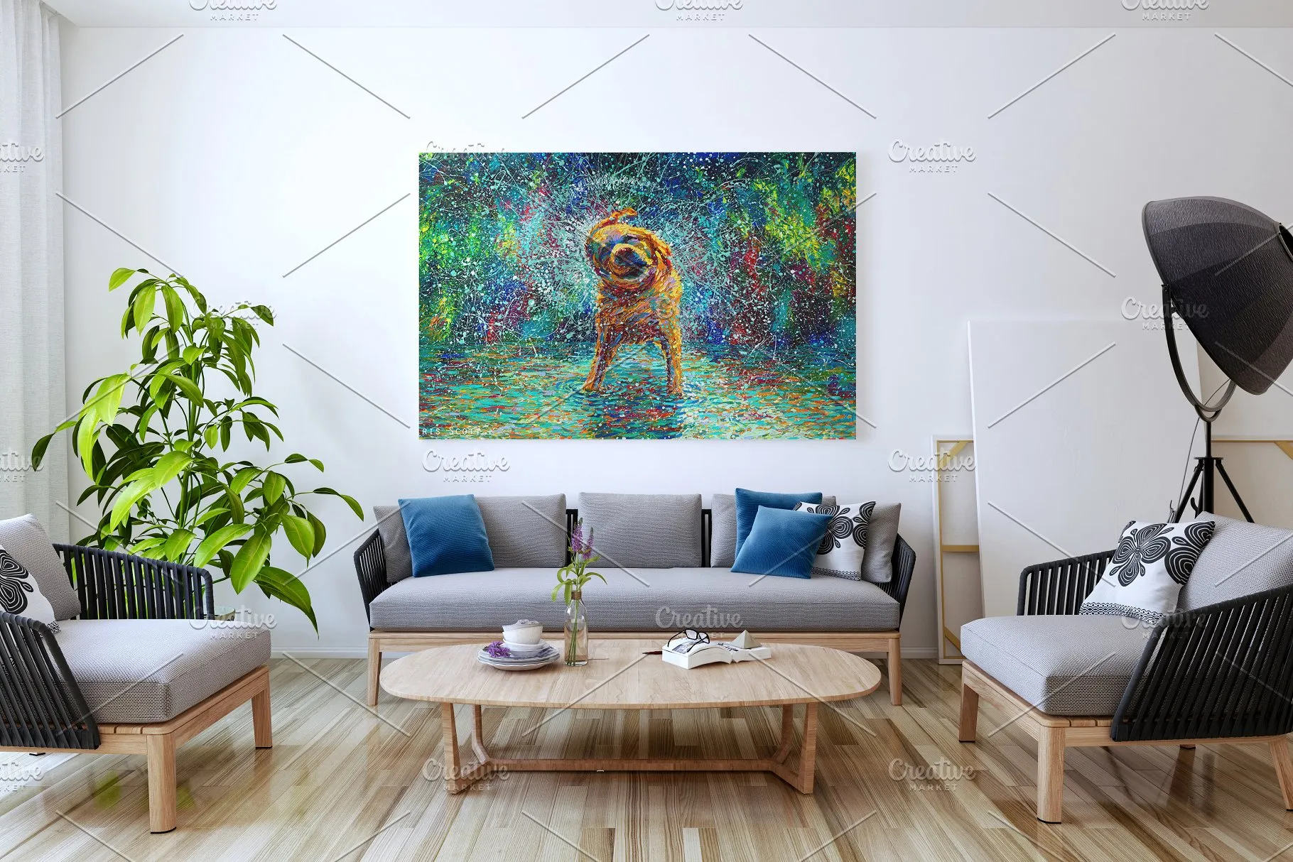 室内超大尺寸油画画框样机模板 10 x Interior Backgrounds 02插图