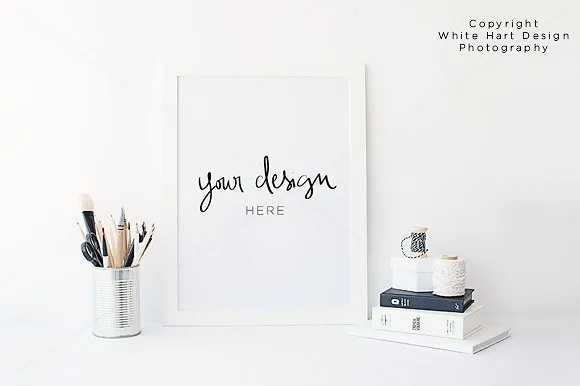 现代简约白色框架样机 White frame mock up – PSD + JPEG插图