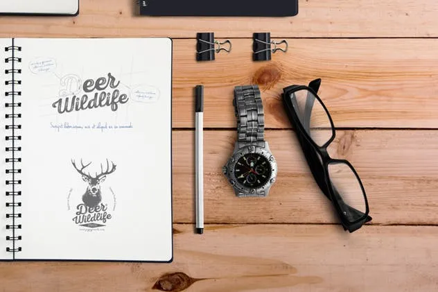 高端品牌精装活页记事本样机 5 Notebook Mockups With Movable Elements插图(5)