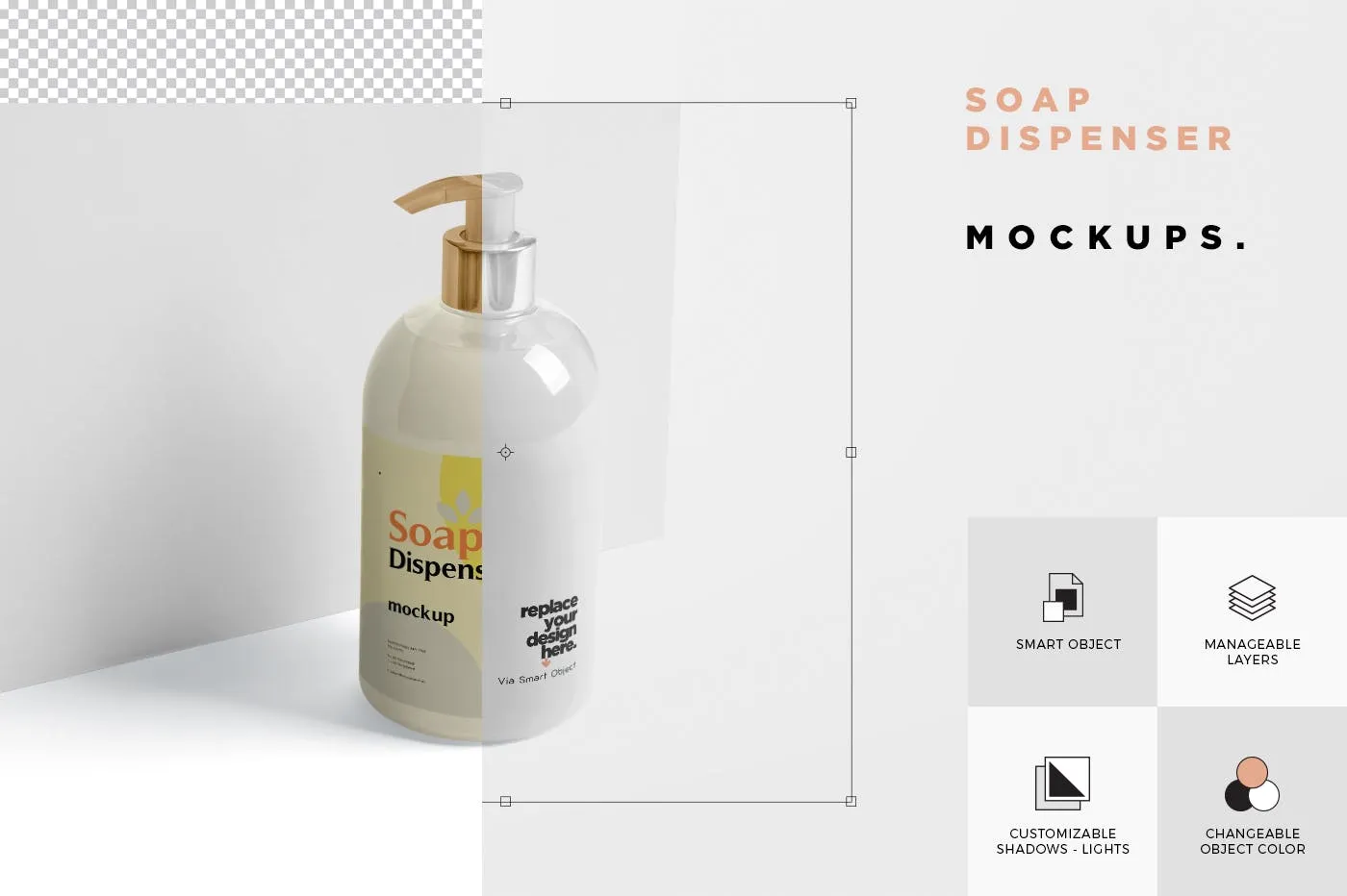 沐浴露/洗发水按压瓶外观设计样机 Soap Dispenser Mockup – Round Shape插图(5)