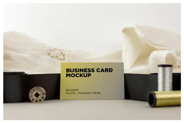 裁缝/时尚服装行业名片样机 Tailor / Fashion Business Cards Mockup插图(1)