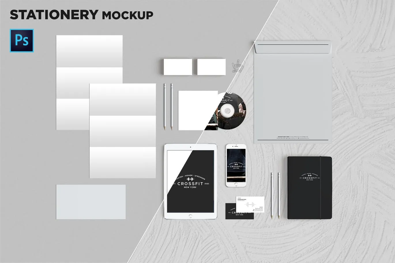 品牌VI标识设计企业办公文具像素设计精选模板06 Brand Identity / Stationery Mockup 06