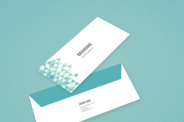 企业品牌办公用品样机模板 Branding Identity Mock Up – Teal Tirangles插图(7)
