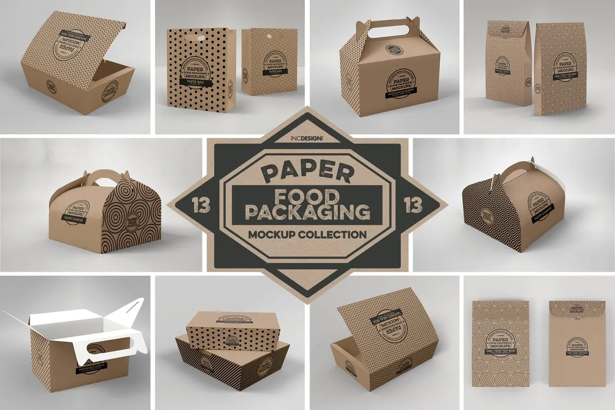 麦当劳/KFC快餐外卖食品纸包装样机Vol.13 Paper Food Box Packaging Mockups Vol. 13