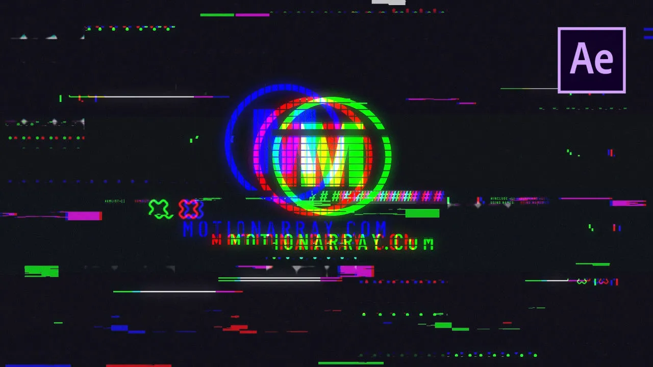 具有酷炫的效果的徽标揭示像素设计精选AE模板