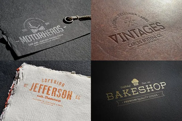 复古服饰吊牌印刷品牌Logo徽标样机套装Vol.2 Logo Mock-ups Vol.2插图(2)