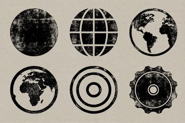 30款凸版印刷纹理效果矢量符号 Letterpress Vector Symbols插图(3)