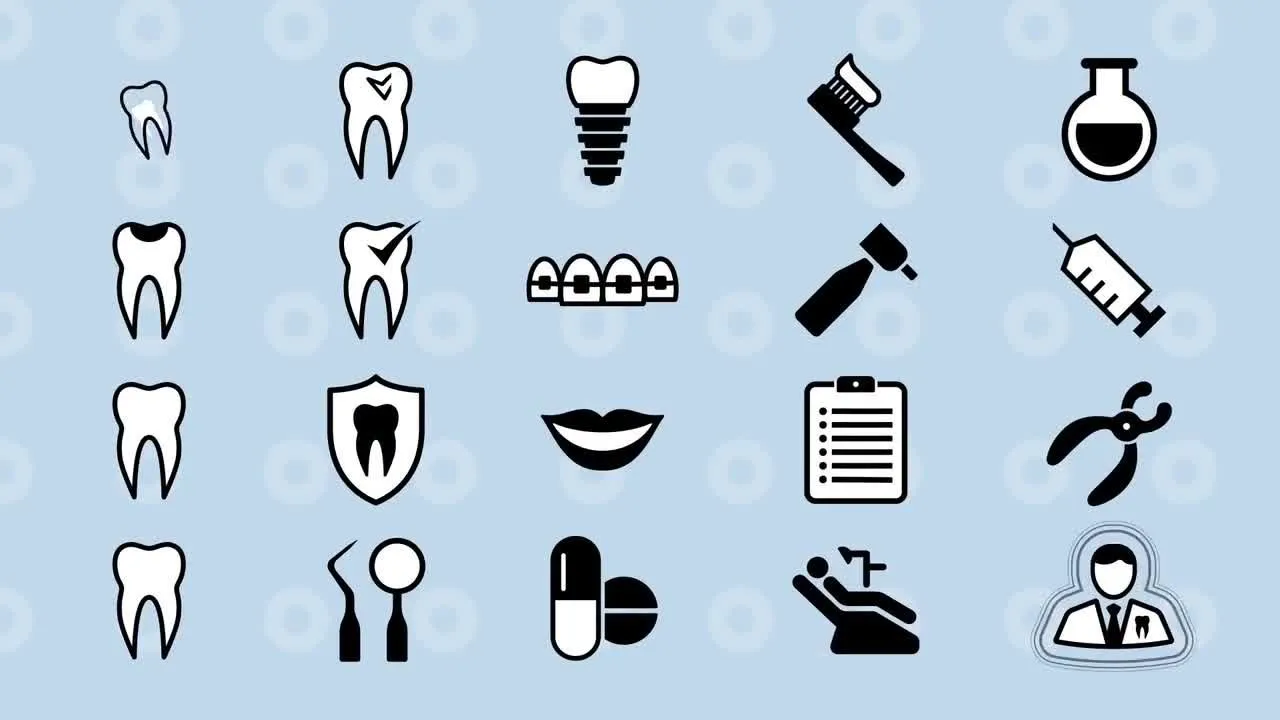 独特优雅的牙科图标动态展示像素设计精选AE模板