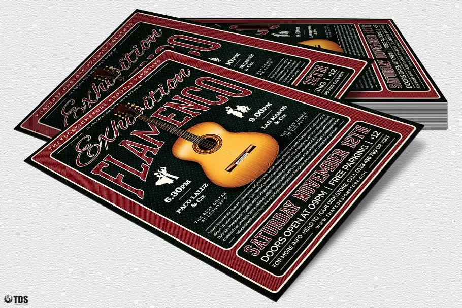 弗拉门戈吉他演奏会海报宣传PSD模板V5 Flamenco Flyer PSD V5插图(3)