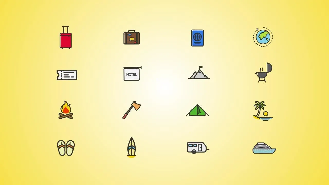 32个干净彩色和富有创意的动画图标像素设计精选AE模板