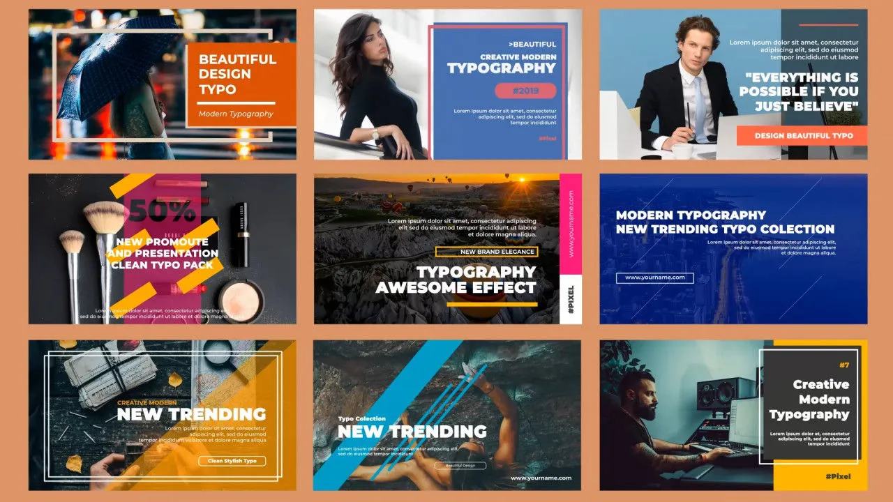 10个现代创造性的排版场景动画像素设计精选AE模板