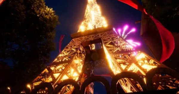 烟花丝带缠绕世界景点logo演示像素设计精选AE模板 La La Land