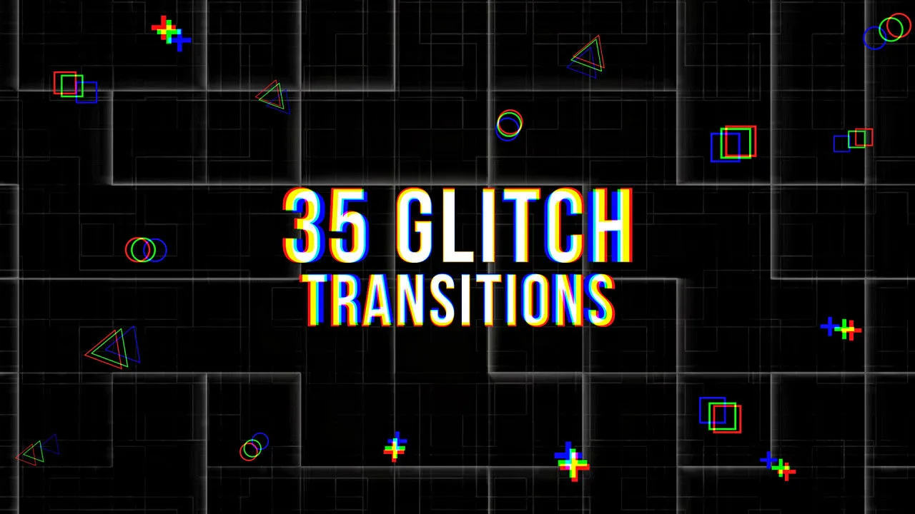 独特的Glitch转换动画像素设计精选AE模板