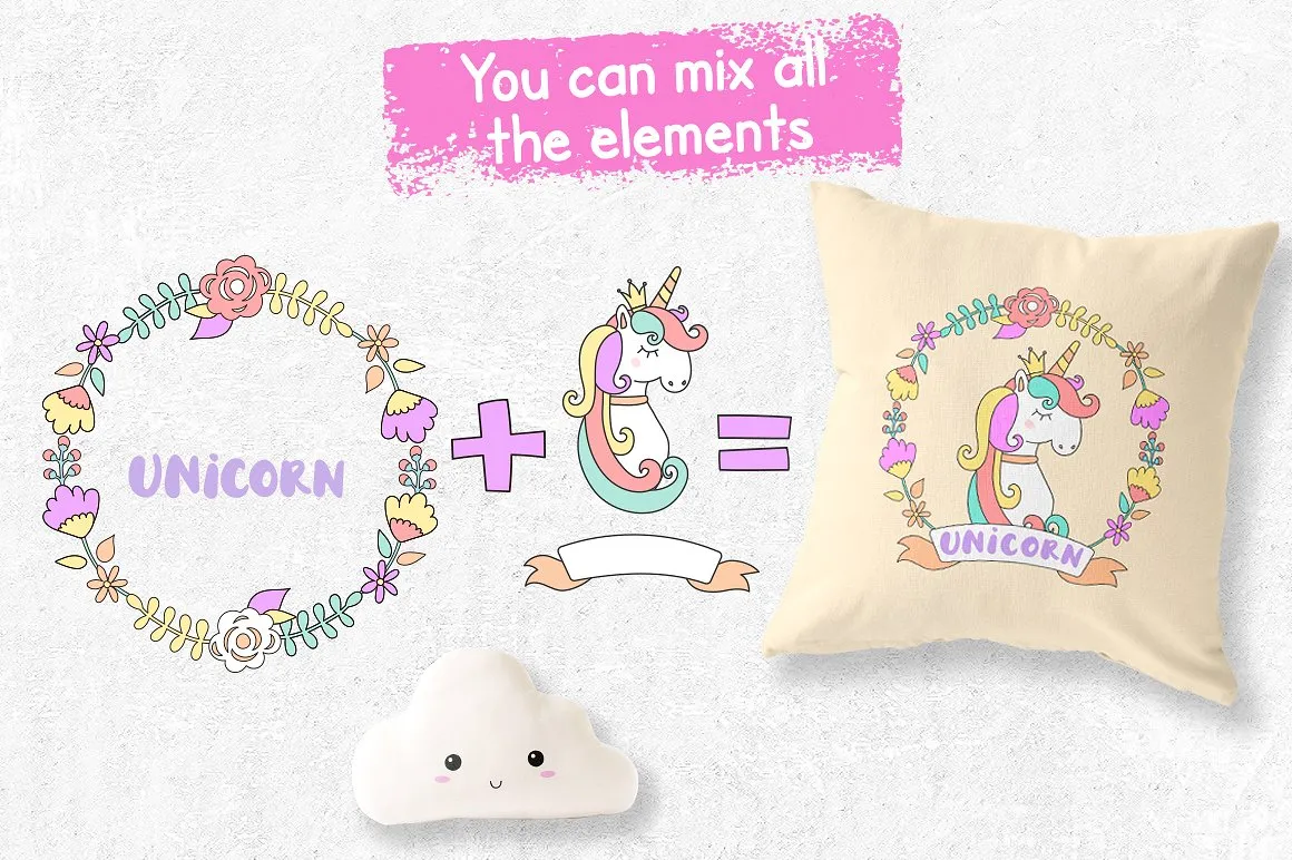 可爱的手绘风格卡通插画 Magical time. Unicorns.插图(6)