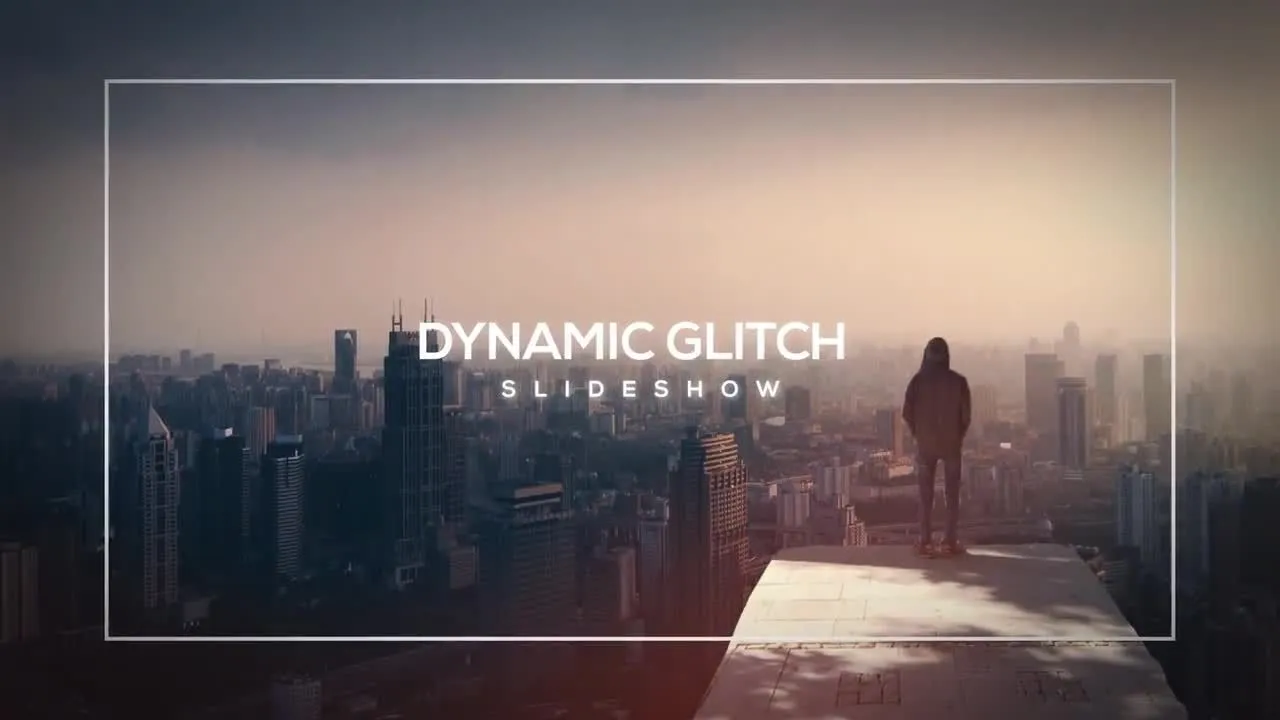 毛刺效果的幻灯片过渡和动态文字展示像素设计精选AE模板