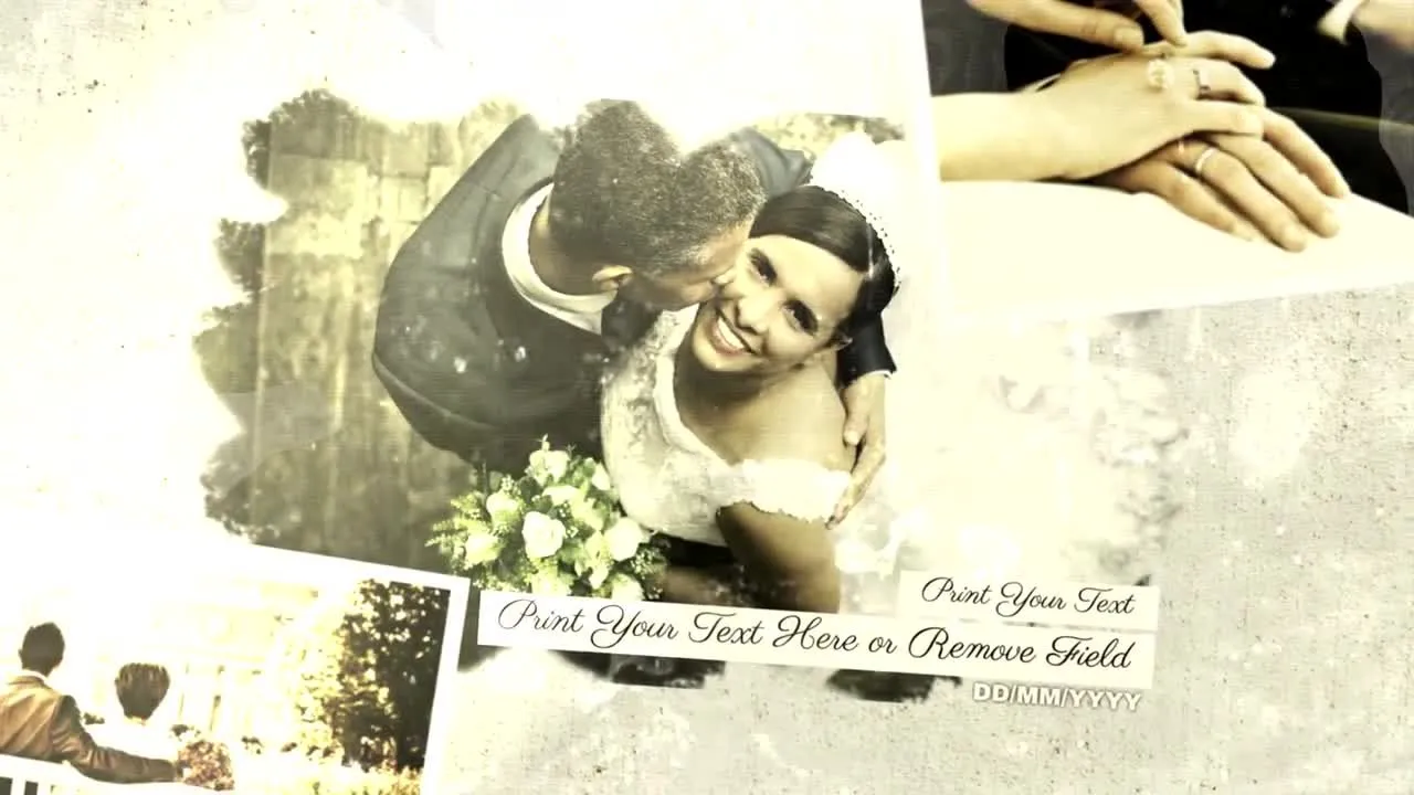 老式婚礼照片幻灯片像素设计精选AE模板