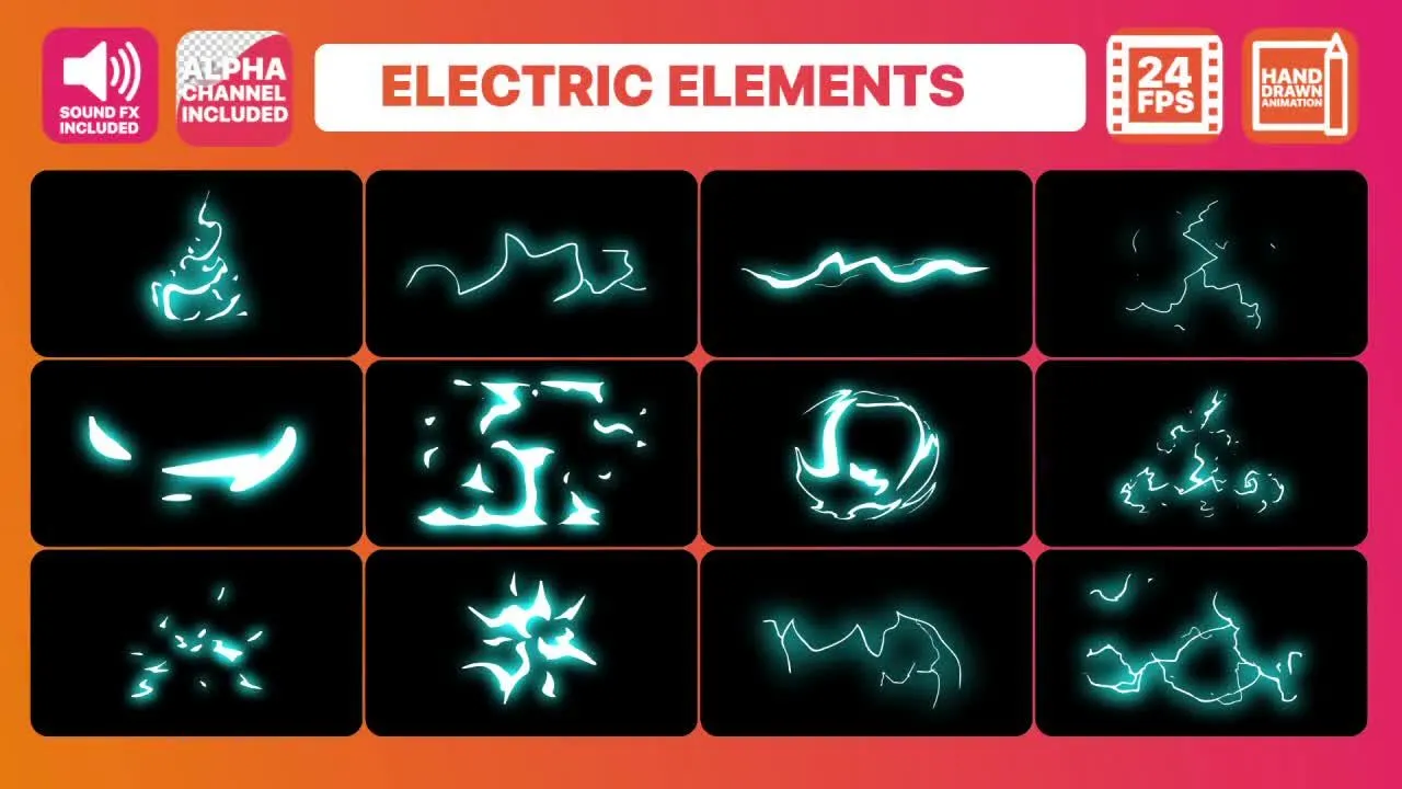 12个手绘电子元素像素设计精选AE模板