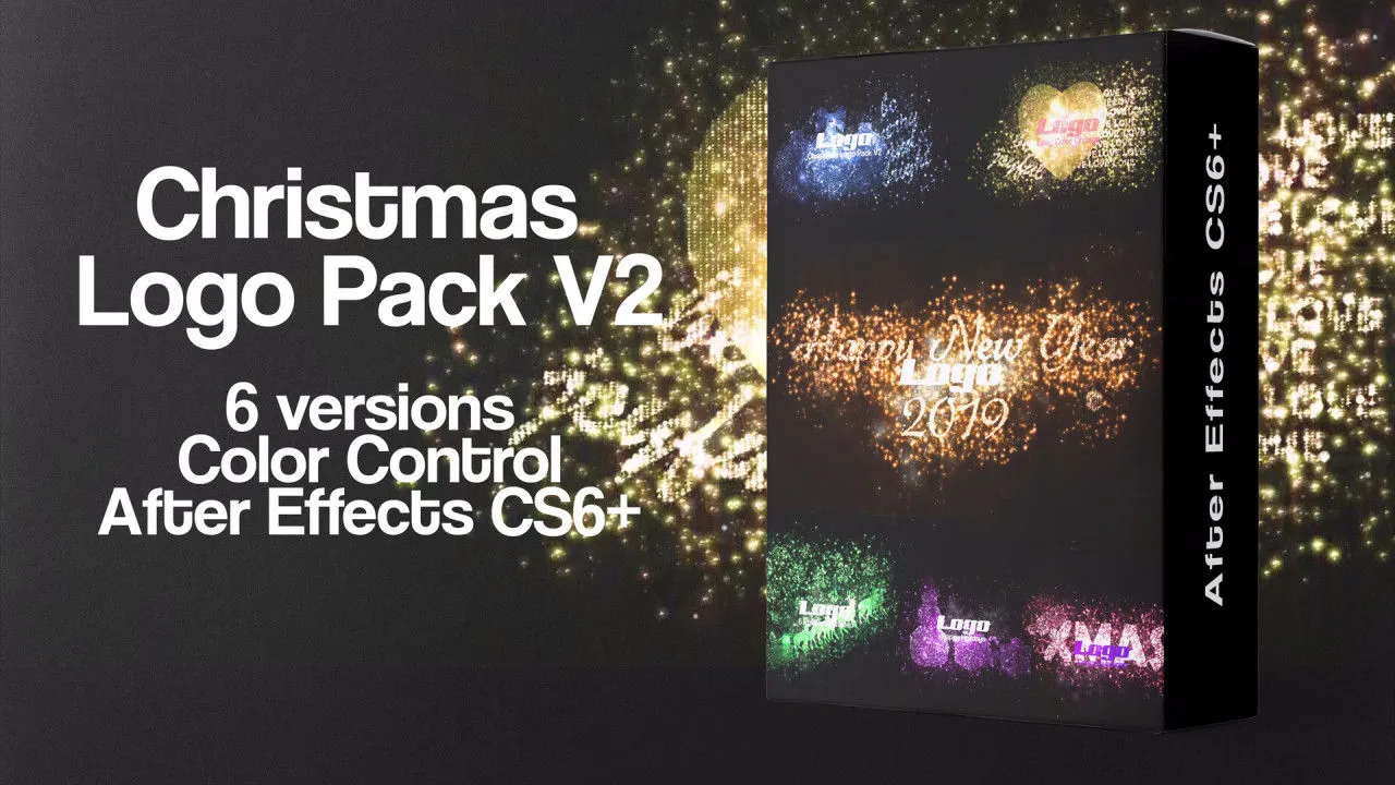 6个明亮时尚活力的圣诞节徽标包像素设计精选AE模板